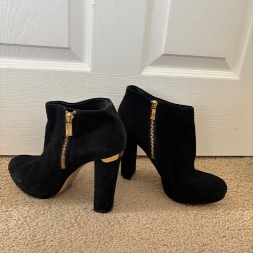 Michael Kors black faux suede chunky high heels